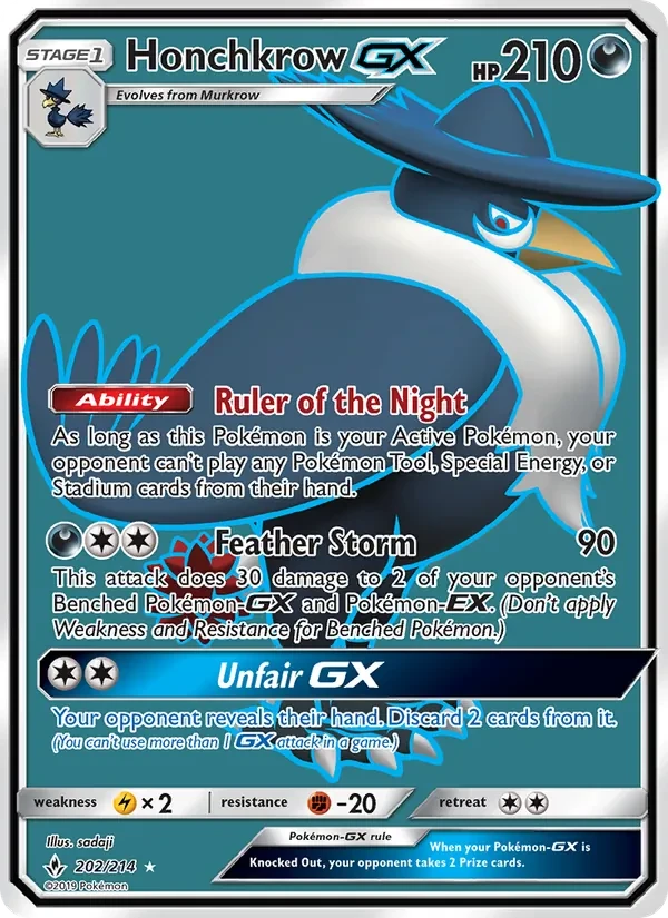 Honchkrow GX 202/214 Unbroken Bonds Pokémon card