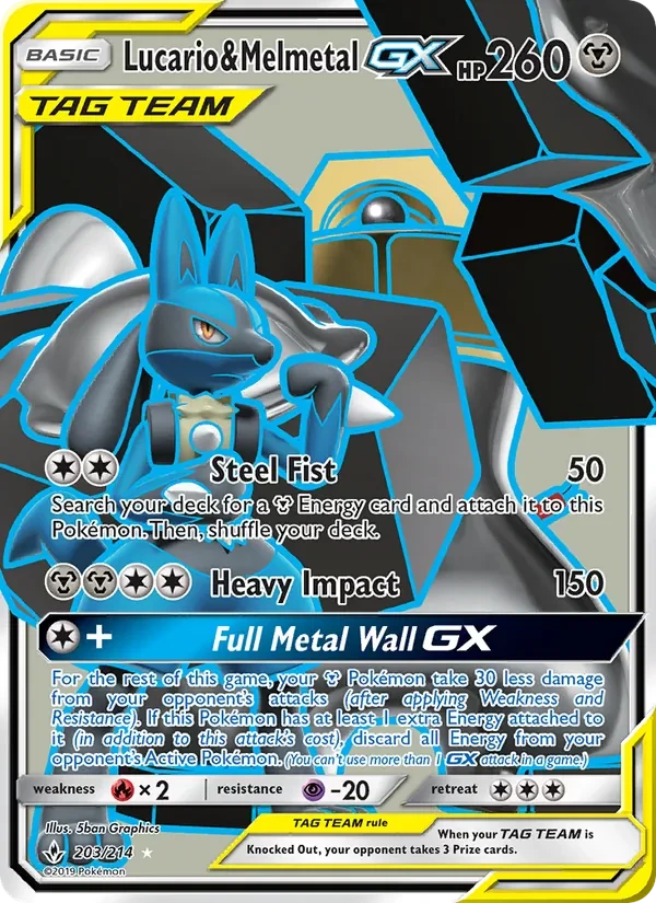 Lucario & Melmetal GX 203/214 Unbroken Bonds Pokémon card