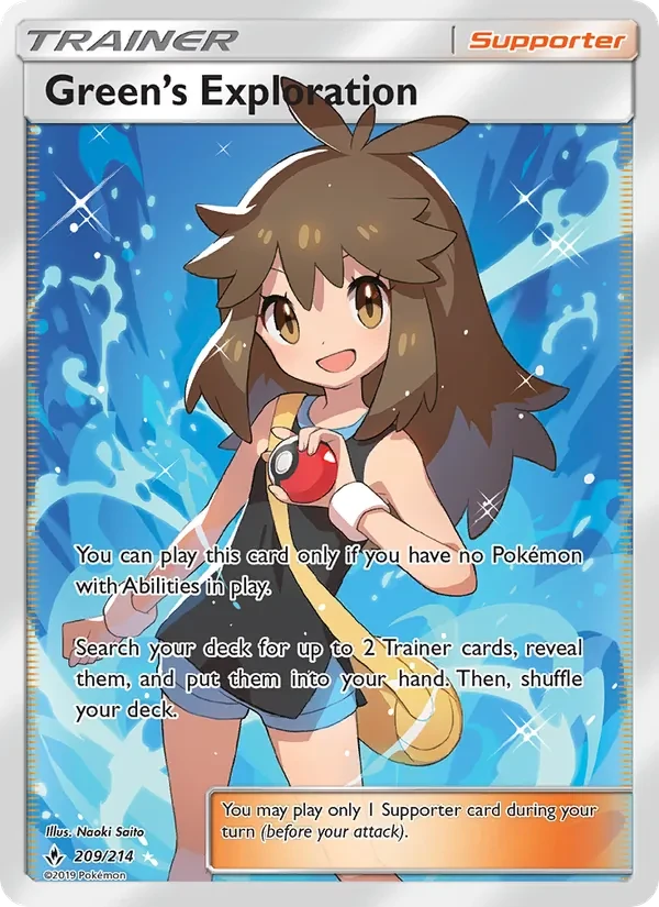 Green’s Exploration 209/214 Unbroken Bonds Pokémon card