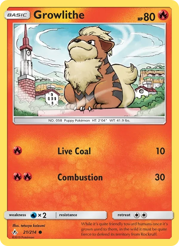 Growlithe 21/214 Unbroken Bonds Pokémon card