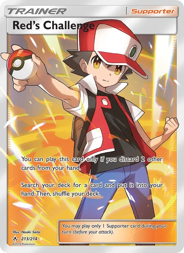 Red’s Challenge 213/214 Unbroken Bonds Pokémon card