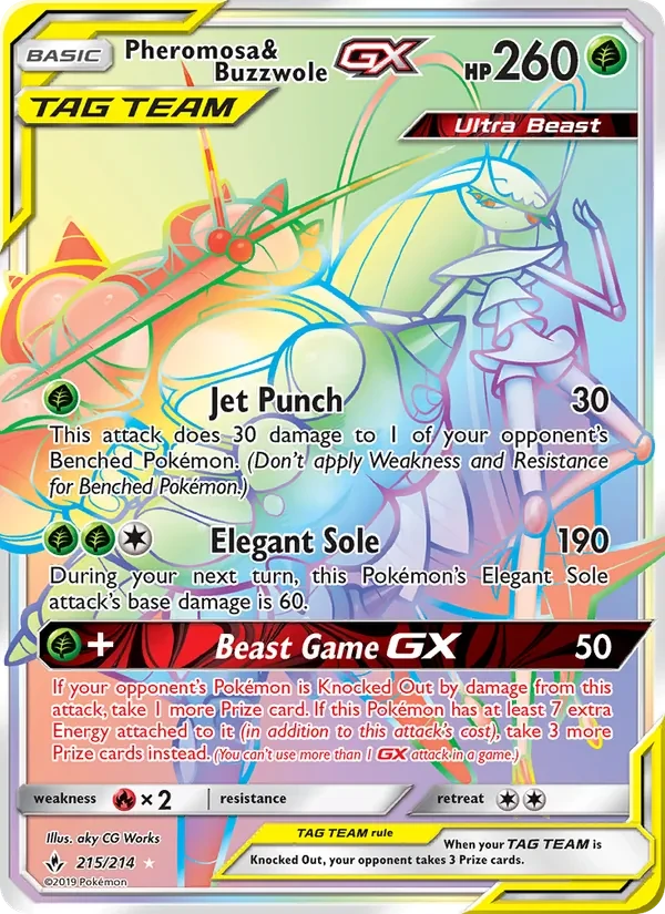 Pheromosa & Buzzwole GX 215/214 Unbroken Bonds Pokémon Karte