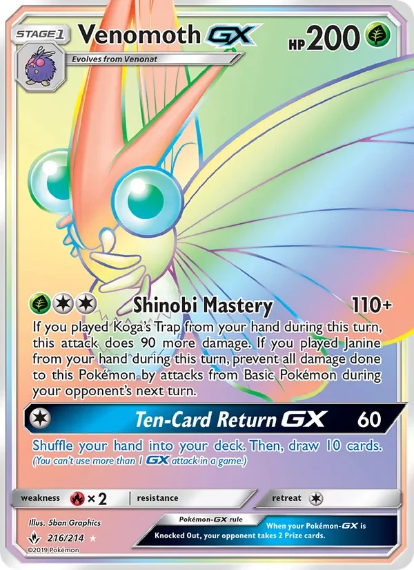 Venomoth GX 216/214 Unbroken Bonds Pokémon card