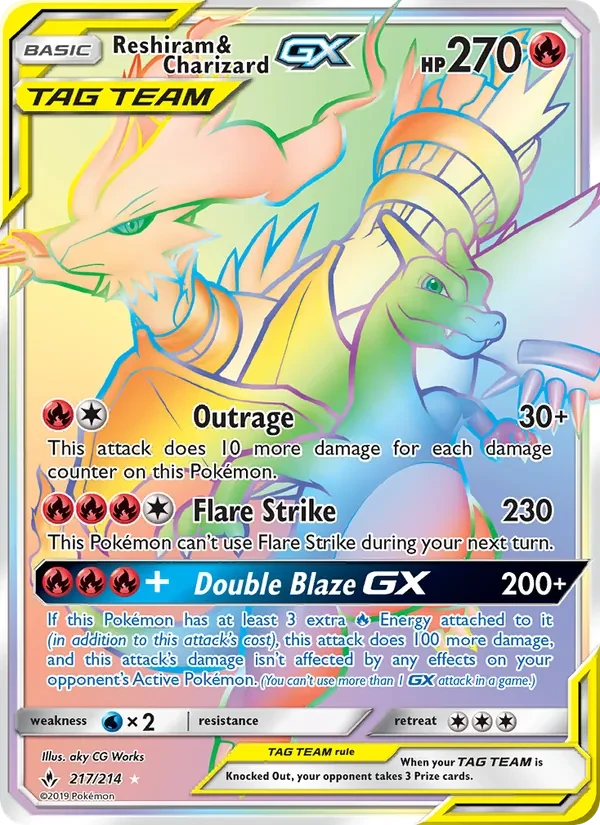 Reshiram & Charizard GX 217/214 Unbroken Bonds Pokémon card