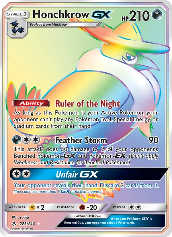 Honchkrow GX 223/214 Unbroken Bonds Pokémon card