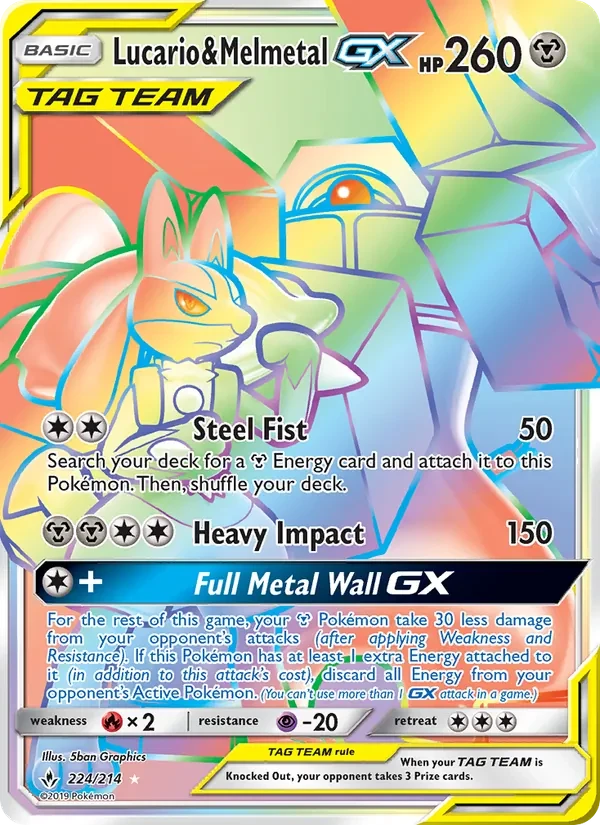 Lucario & Melmetal GX 224/214 Unbroken Bonds Pokémon card