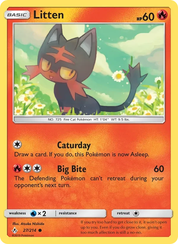 Litten 27/214 Unbroken Bonds Pokémon card
