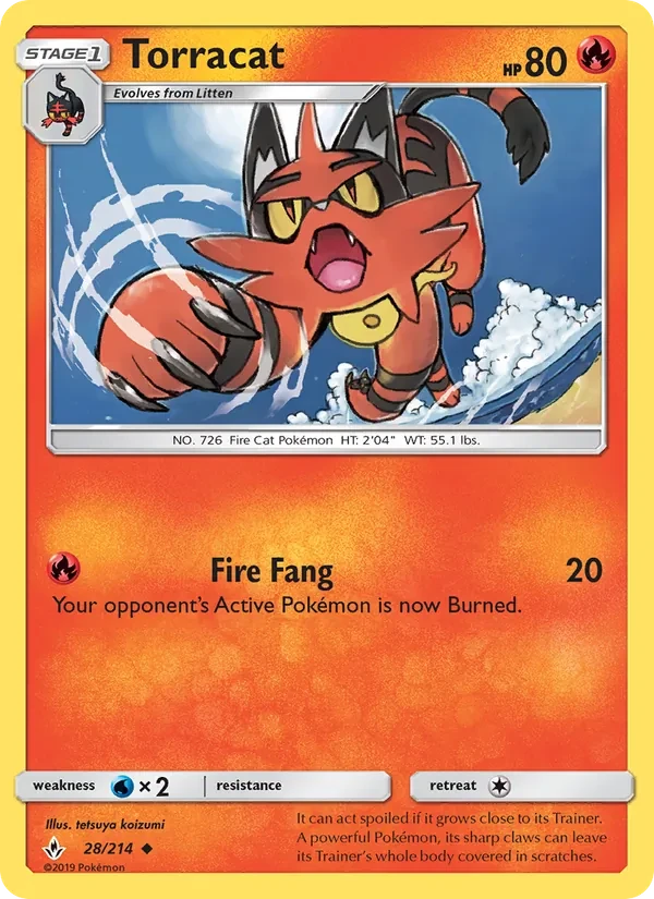 Torracat 28/214 Unbroken Bonds Pokémon card