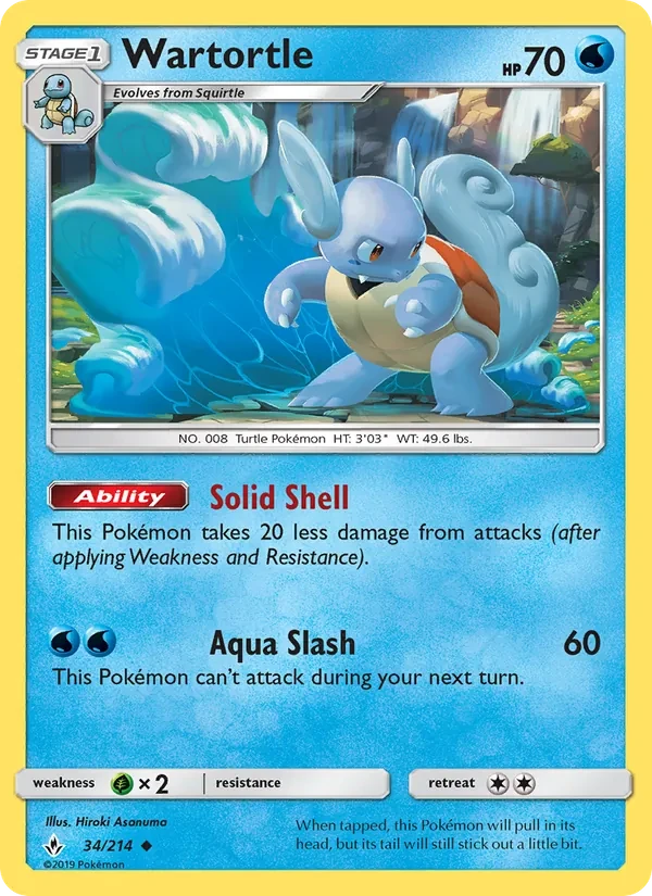 Wartortle 34/214 Unbroken Bonds Pokémon card