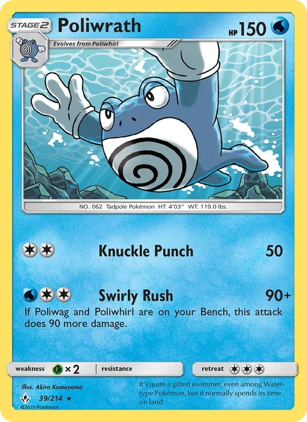 Poliwrath 39/214 Unbroken Bonds Pokémon card