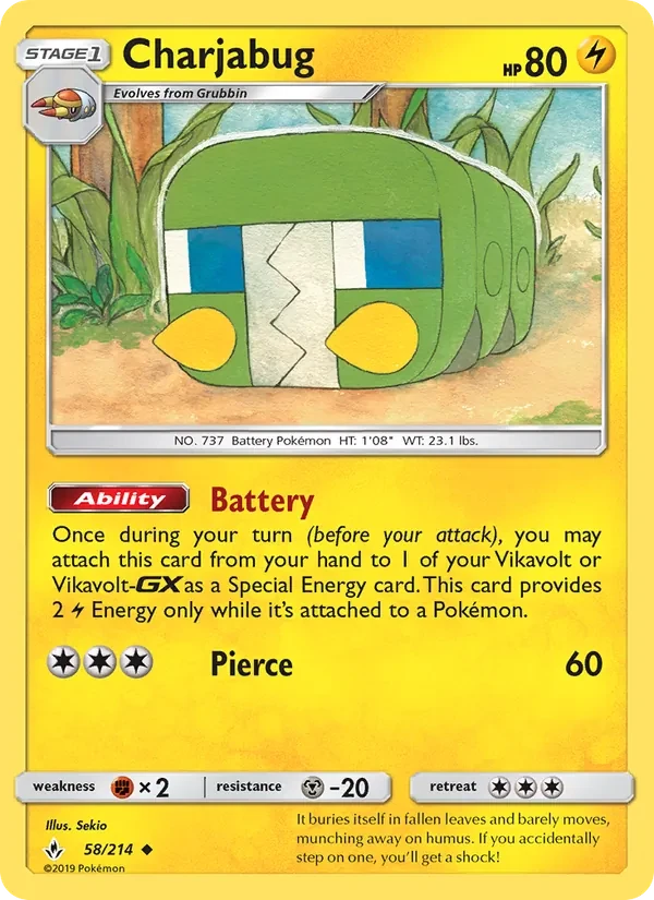 Charjabug 58/214 Unbroken Bonds Pokémon Karte