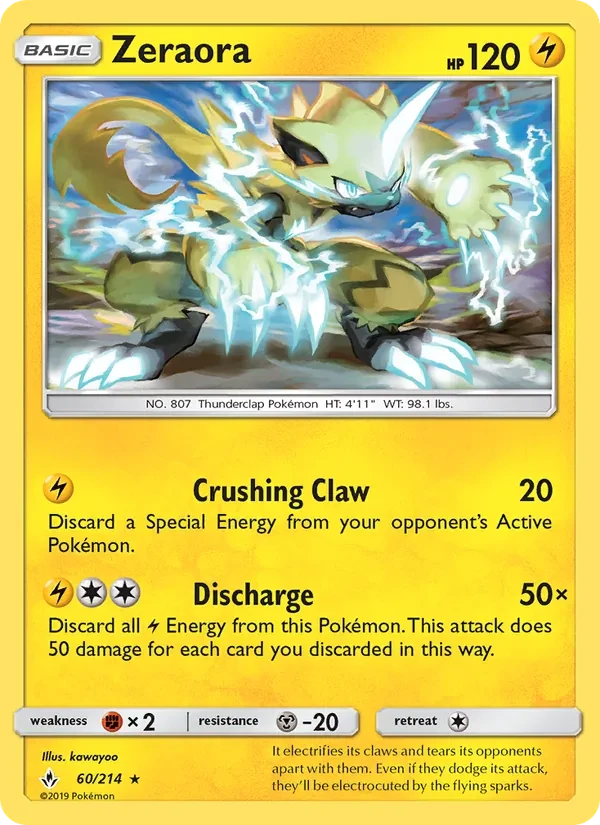 Zeraora 60/214 Unbroken Bonds Pokémon card