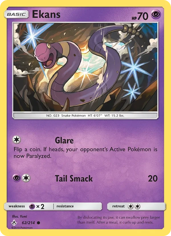 Ekans 62/214 Unbroken Bonds Pokémon card
