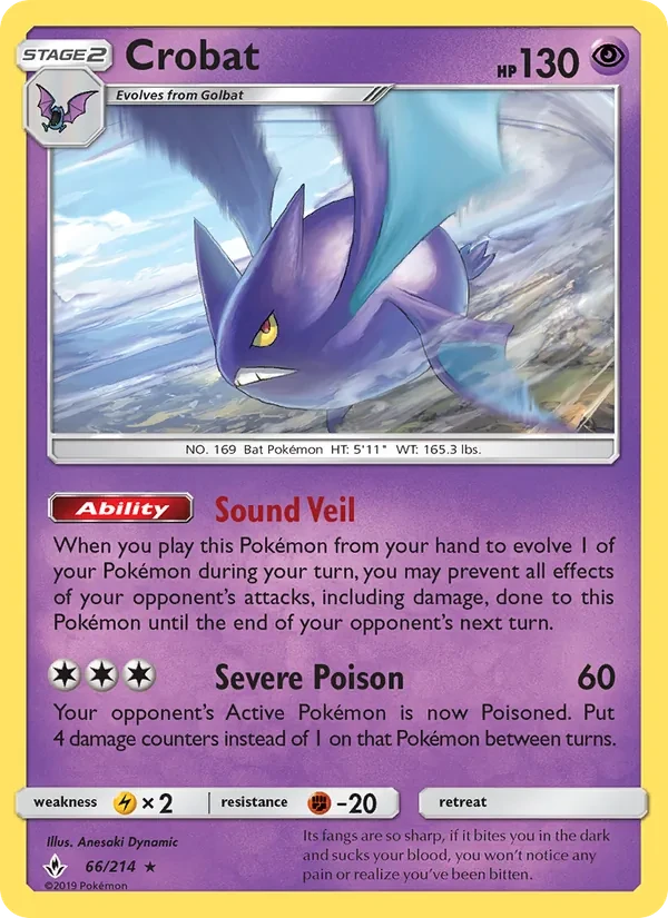 Crobat 66/214 Unbroken Bonds Pokémon card