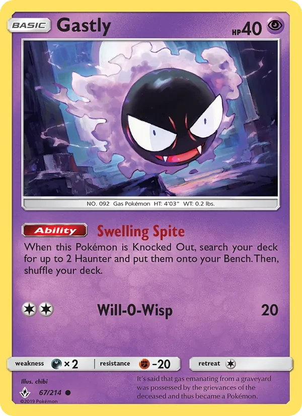 Gastly 67/214 Unbroken Bonds Pokémon card