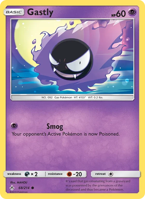 Gastly 68/214 Unbroken Bonds Pokémon card