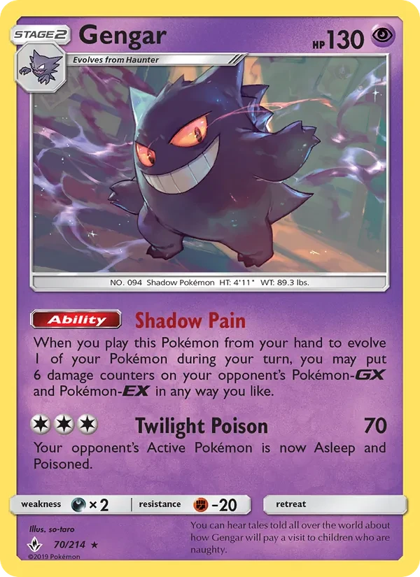 Gengar 70/214 Unbroken Bonds Pokémon card
