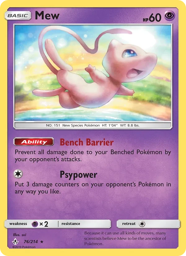 Mew 76/214 Unbroken Bonds Pokémon card