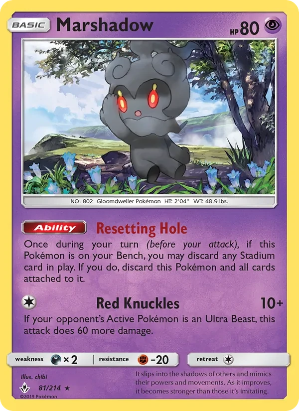 Marshadow 81/214 Unbroken Bonds Pokémon card