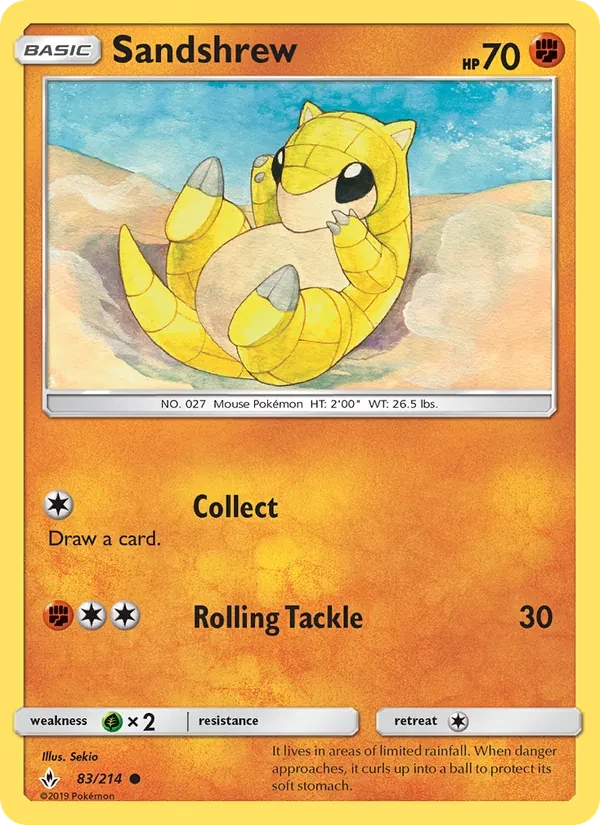 Sandshrew 83/214 Unbroken Bonds Pokémon card