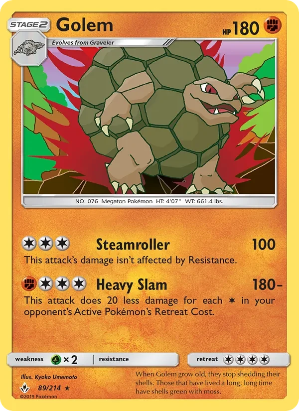 Golem 89/214 Unbroken Bonds Pokémon card