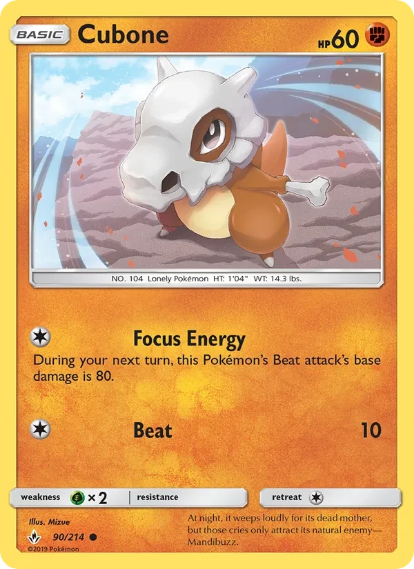 Cubone 90/214 Unbroken Bonds Pokémon card