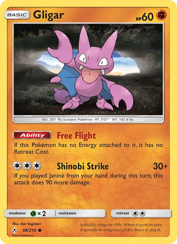 Gligar 98/214 Unbroken Bonds Pokémon Karte