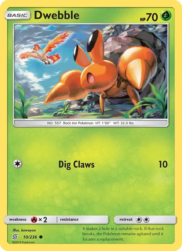 Dwebble 10/236 Unified Minds Pokémon card
