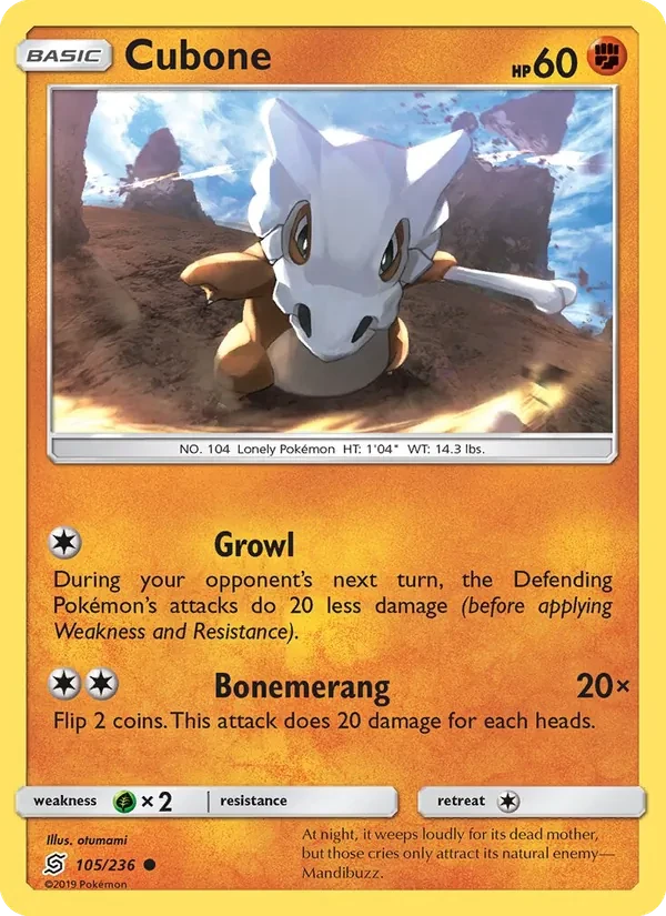 Cubone 105/236 Unified Minds Pokémon card
