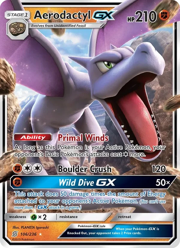 Aerodactyl GX 106/236 Unified Minds Pokémon card