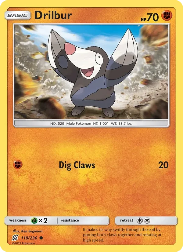 Drilbur 118/236 Unified Minds Pokémon card