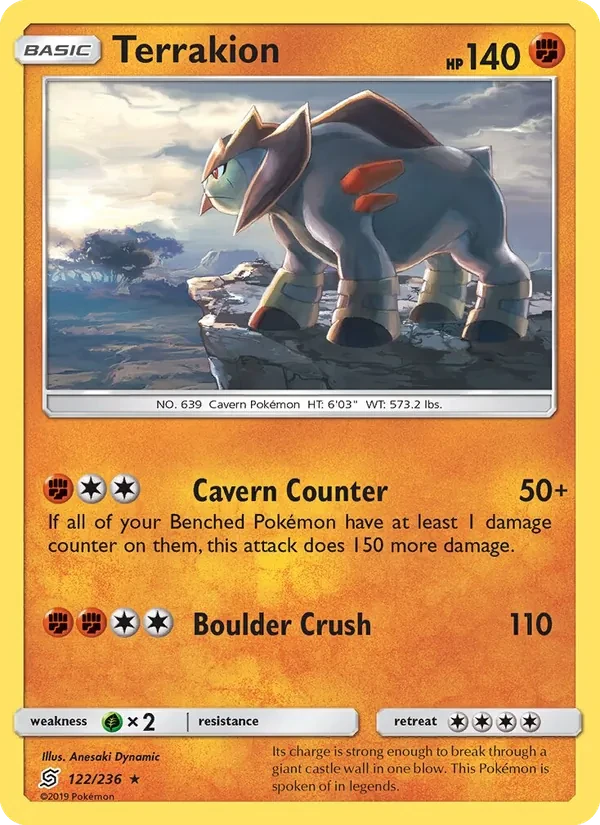 Terrakion 122/236 Unified Minds Pokémon card