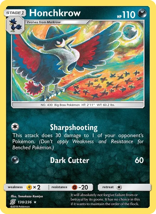 Honchkrow 130/236 Unified Minds Pokémon card
