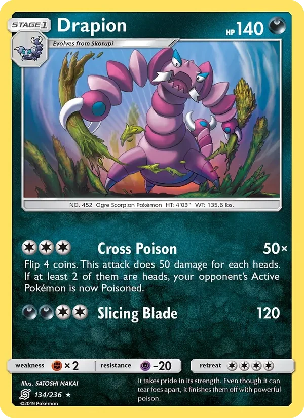 Drapion 134/236 Unified Minds Pokémon card