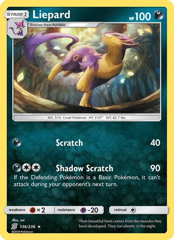 Liepard 136/236 Unified Minds Pokémon card
