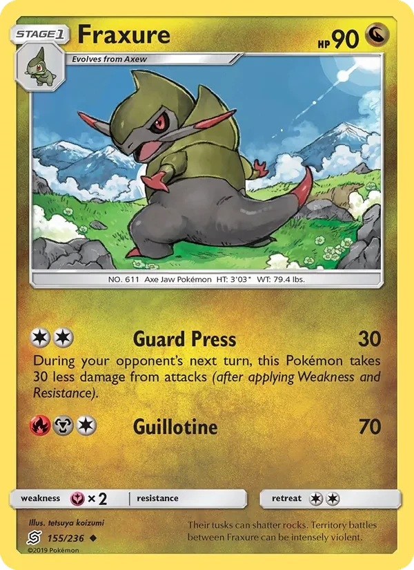 Fraxure 155/236 Unified Minds Pokémon Karte