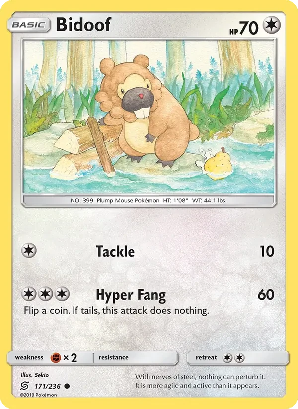 Bidoof 171/236 Unified Minds Pokémon card