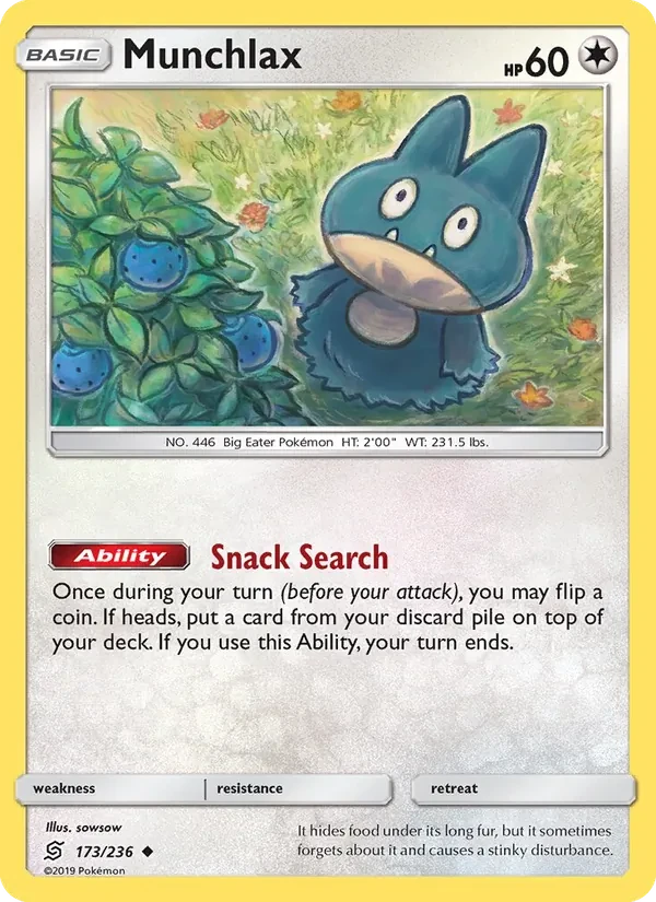 Munchlax 173/236 Unified Minds Pokémon card