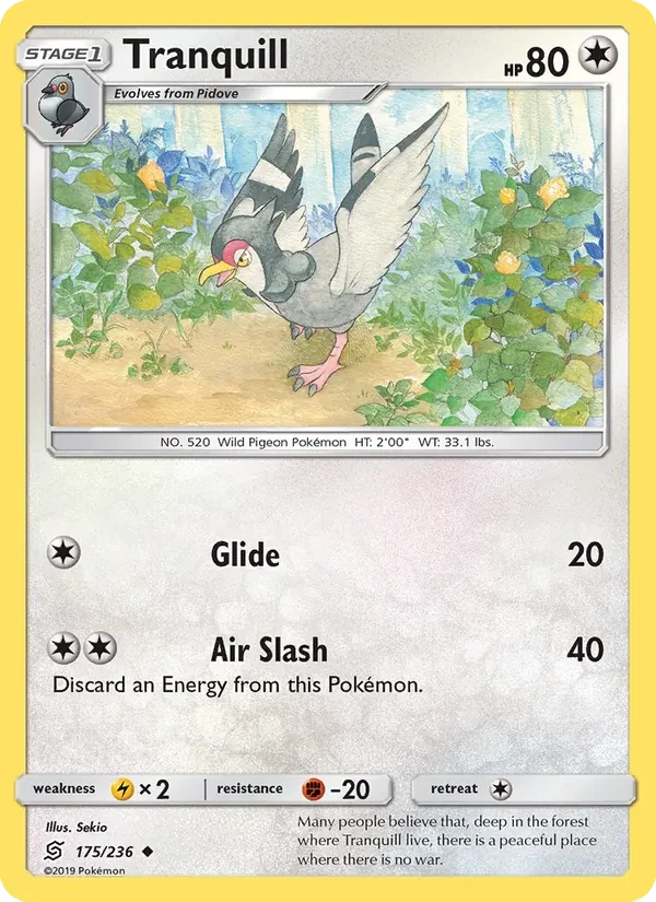 Tranquill 175/236 Unified Minds Pokémon card