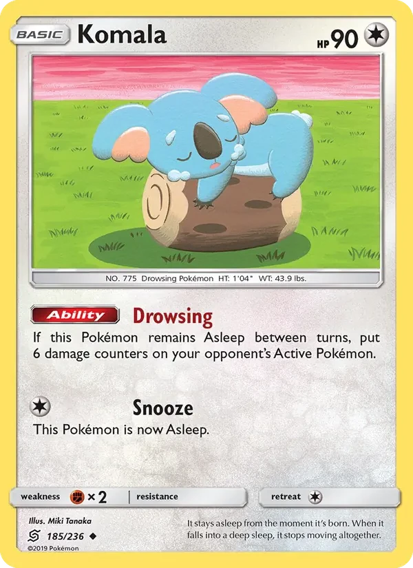Komala 185/236 Unified Minds Pokémon card