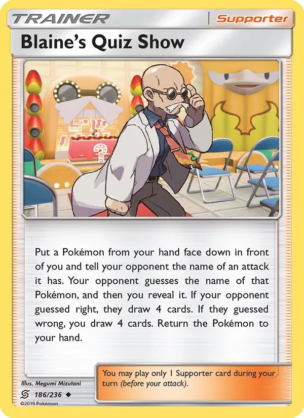 Blaine’s Quiz Show 186/236 Unified Minds Pokémon Karte