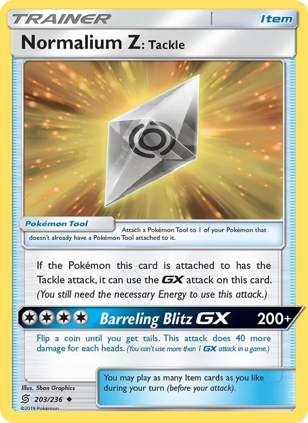 Normalium Z: Tackle 203/236 Unified Minds Pokémon card