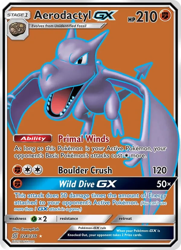 Aerodactyl GX 224/236 Unified Minds Pokémon card