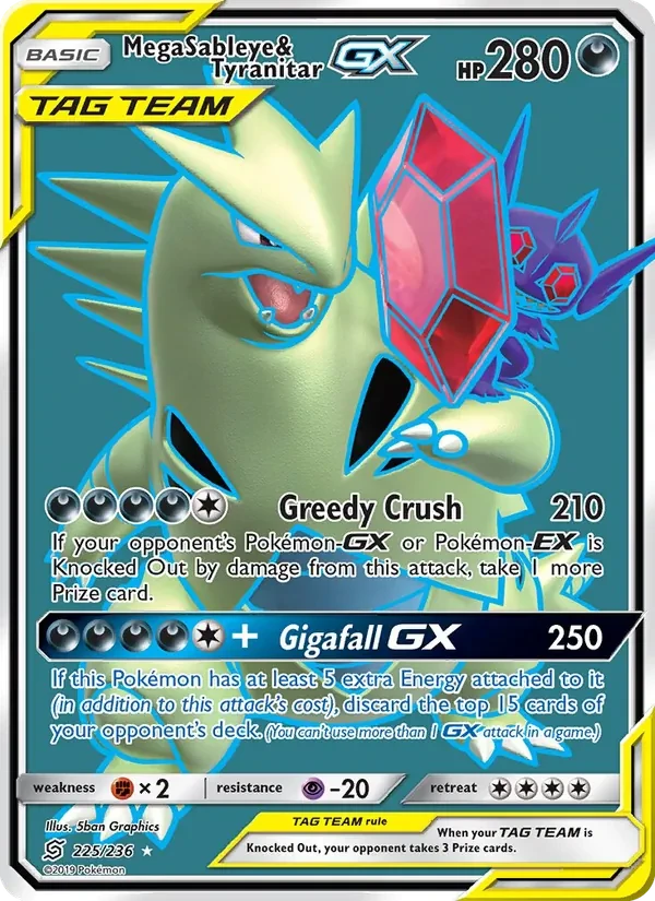 Mega Sableye & Tyranitar GX 225/236 Unified Minds Pokémon card