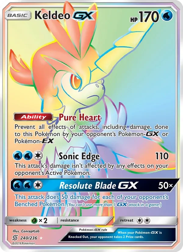 Keldeo GX 240/236 Unified Minds Pokémon card