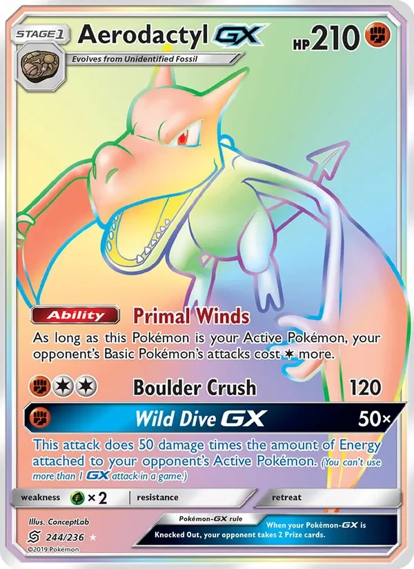 Aerodactyl GX 244/236 Unified Minds Pokémon card
