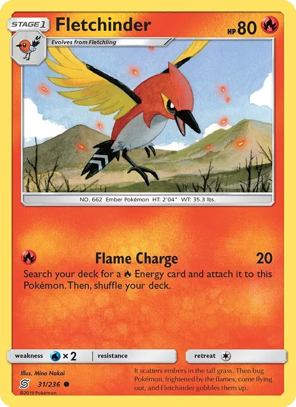 Fletchinder 31/236 Unified Minds Pokémon card