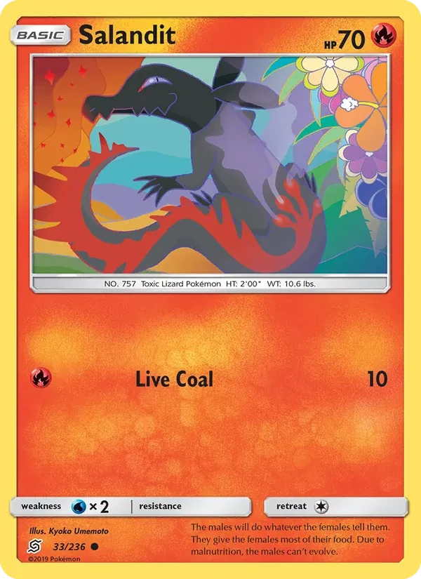 Salandit 33/236 Unified Minds Pokémon card