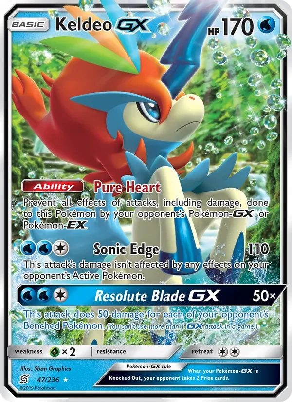 Keldeo GX 47/236 Unified Minds Pokémon card