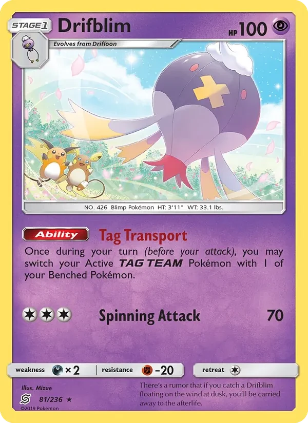Drifblim 81/236 Unified Minds Pokémon card